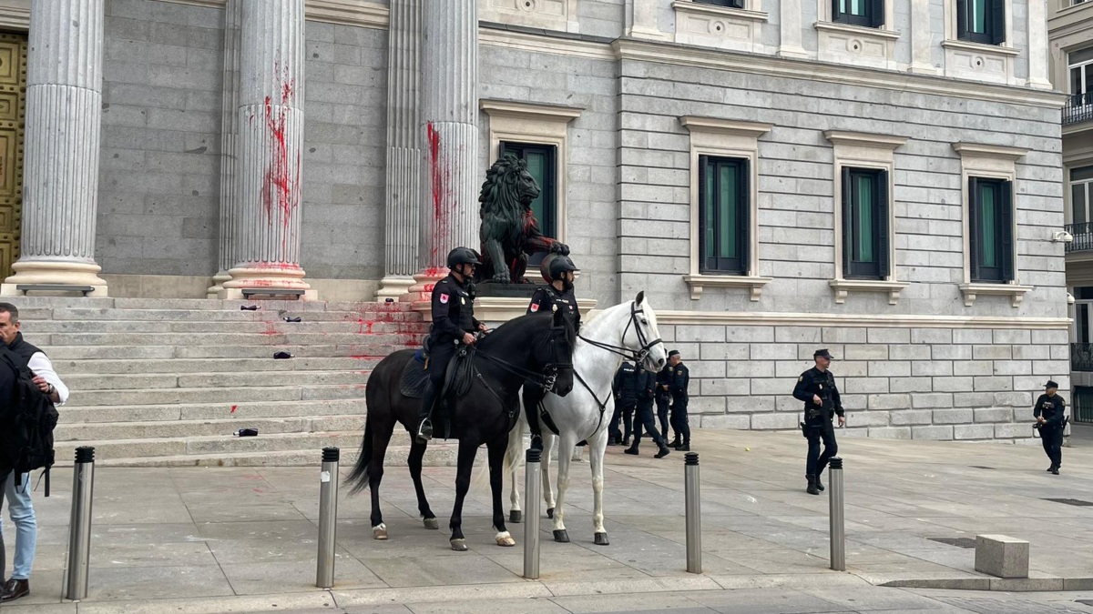 Lanzan Pintura Roja A La Fachada Del Congreso Como Protesta Contra El