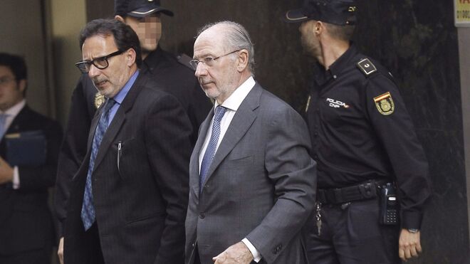 Rodrigo Rato, a su salida tras un interrogatorio por el caso Bankia.