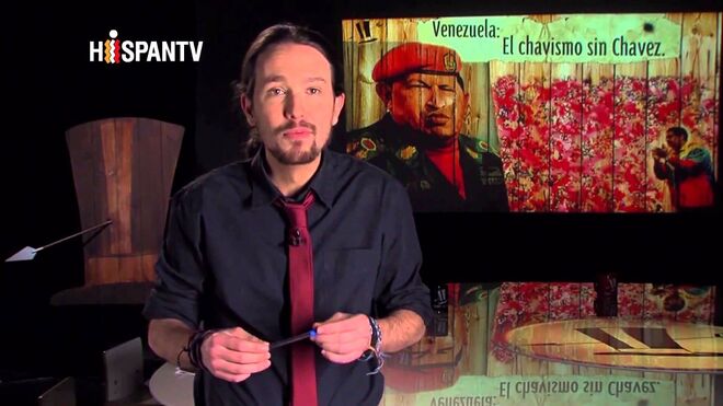 Pablo Iglesias, presentando un programa de Fort Apache en el canal iraní Hispan TV.