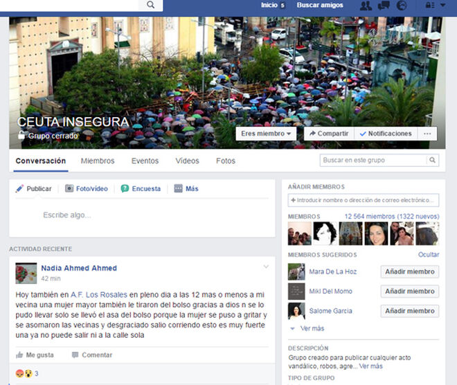 Página de Facebook 'Ceuta Insegura'