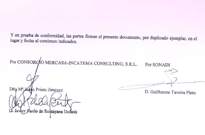Extracto de un contrato firmado en 2007 entre Mercasa Incatema y Taveira.