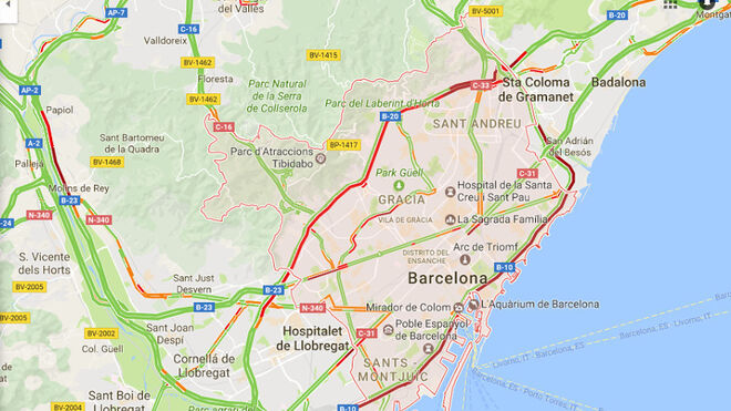 Inusual colapso en Barcelona este lunes al mediodía