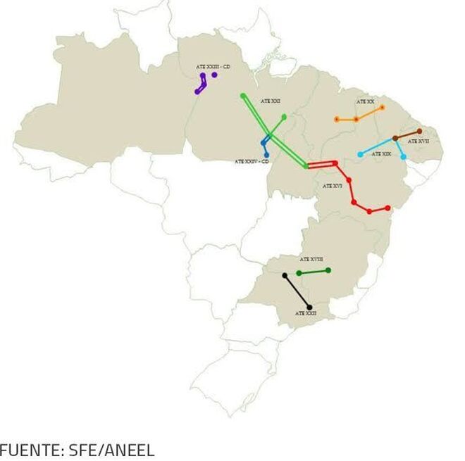Líneas de transmisión de Abengoa en Brasil.
