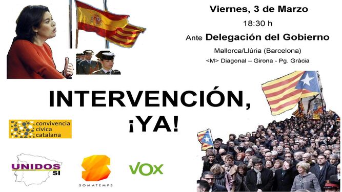 Concentración convocada por Somatemps, Convivencia Cívica Catalana, Unidos Sí y Vox.