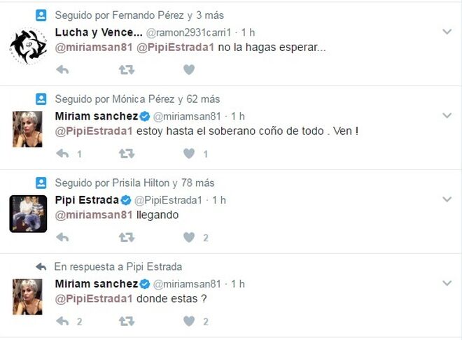 La conversación entre Pipi Estrada y Miriam Sánchez.