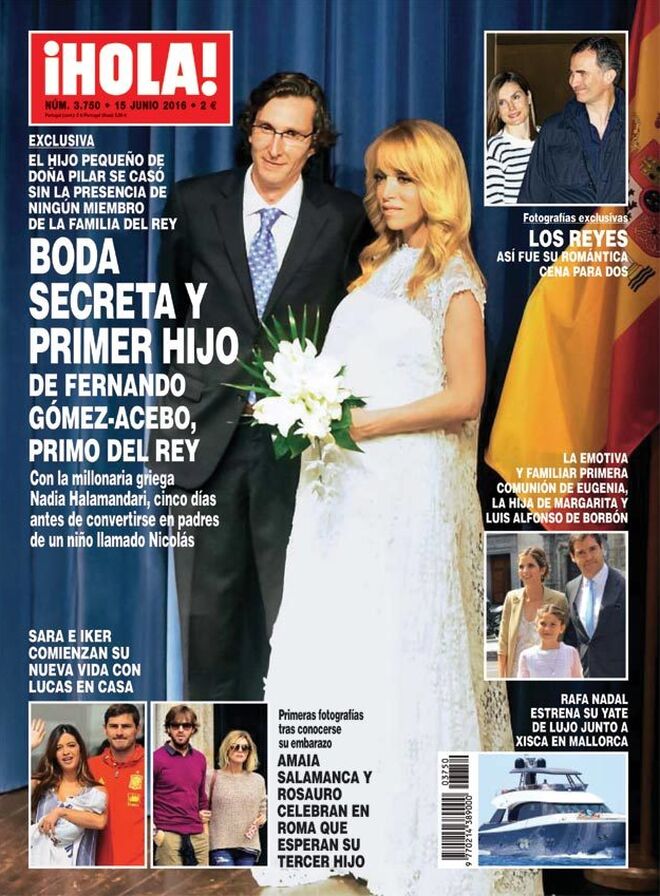Fernando Gómez-Acebo y Nadia se casaron en junio de 2016, cinco días antes de nacer su hijo.