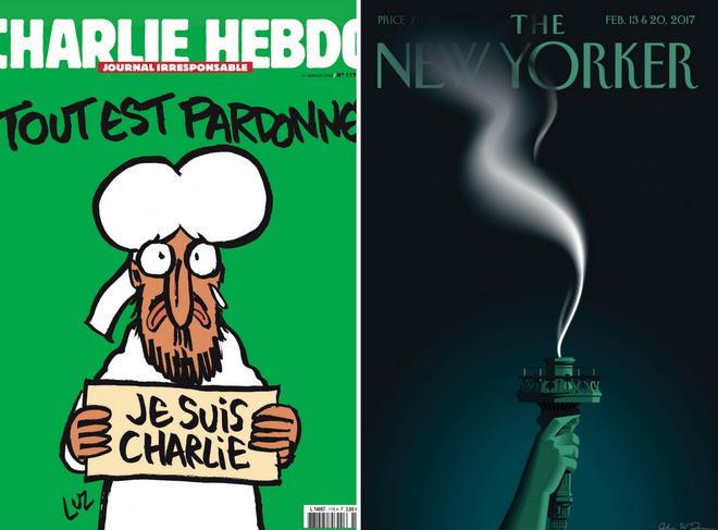 Portadas de Charlie Hebdo y The New Yorker