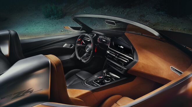 El interior del Z4 Concept mantiene los mismos tonos de la carrocería.