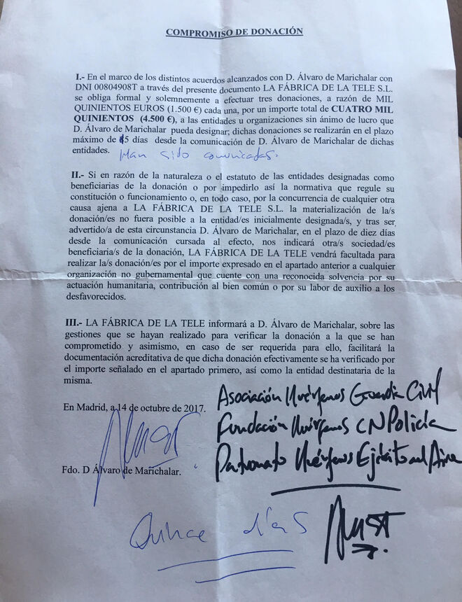 GRITOS ha tenido acceso al contrato de Álvaro de Marichalar