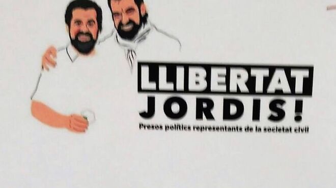 Imagen de uno de los carteles que piden libertad para los 'Jordis'
