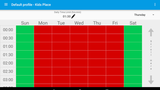 Kids Place permite configurar un horario completo de uso o prohibición del móvil