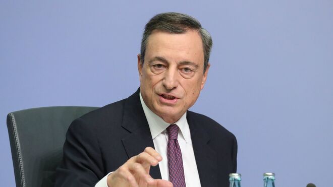 Mario Draghi, presidente del BCE, en la reunión de este jueves.