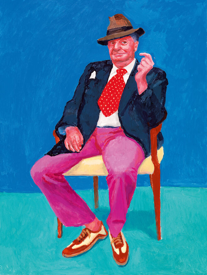 Barry Humphries, 26, 27 y 28 de marzo de 2015 (Barry Humphries, 26th, 27th, 28th March 2015) de 82 retratos y 1 bodegón Acrílico sobre lienzo (de un conjunto de 82) 121,92 x 91,44 cm © David Hockney Foto: Richard Schmidt