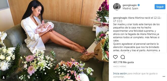 Georgina publica una foto con su hija y un emotivo mensaje.