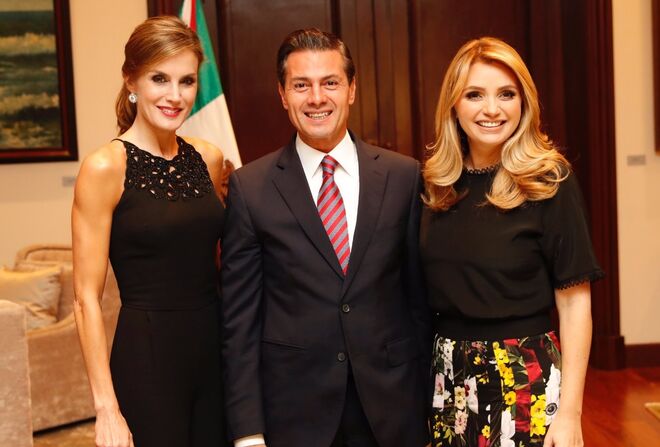 La reina Letizia con el presidente de México y su mujer.