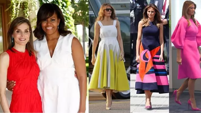 Michelle Obama lució un Delpozo en España, y Melania ya ha lucido tres.