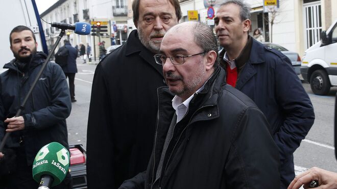 El presidente de Aragón, Javier Lambán, a su llegada a la reunión del Comité Federal del PSOE que se celebra en Aranjuez (Madrid).