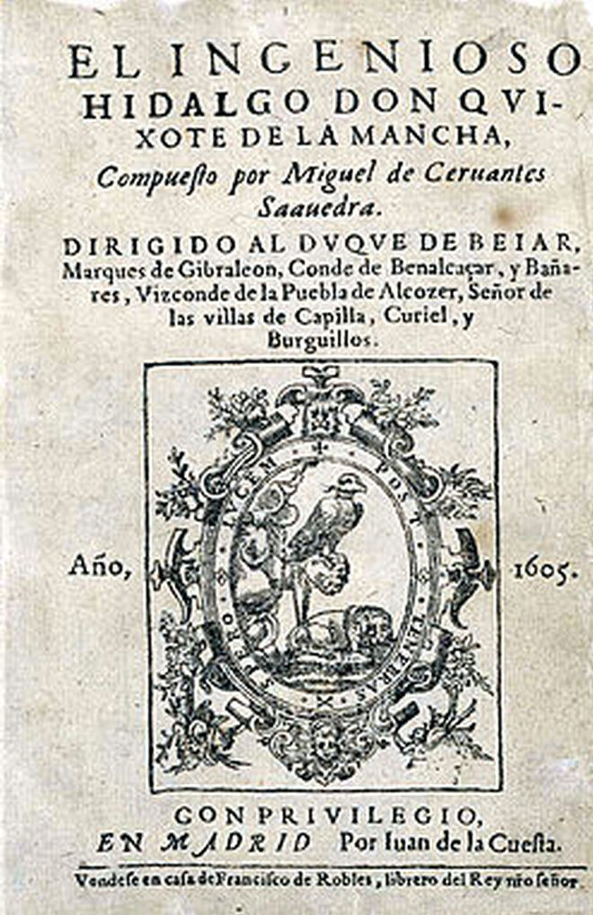 Primera edición del Quijote, de Cervantes.