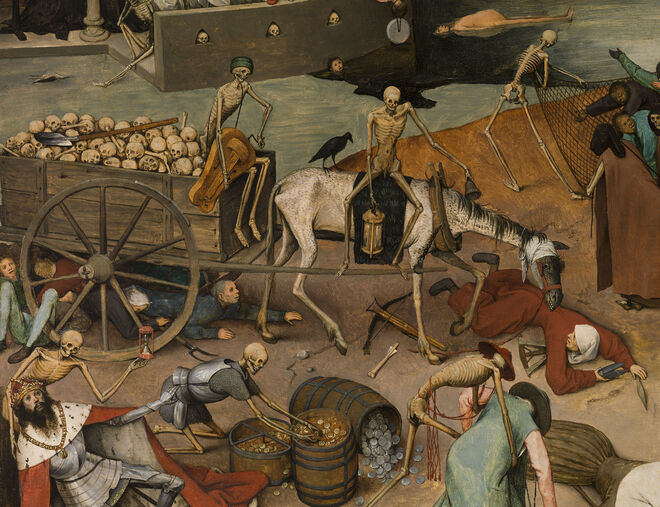 Detalle de la restauración del loienzo 'El triunfo de la Muerte'.