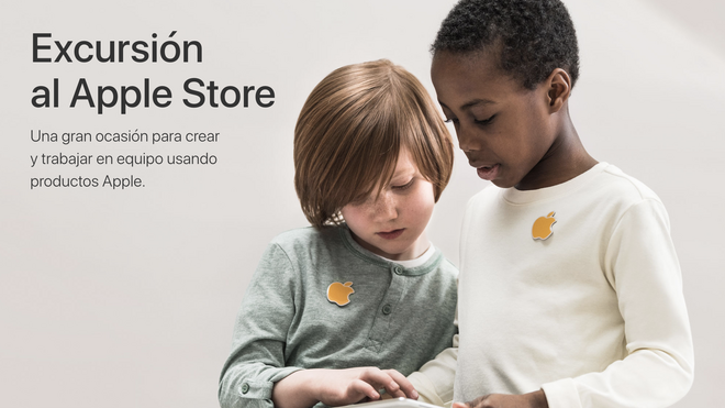 Página en la que se anuncian las visitas de menores a las tiendas de Apple para probar sus productos