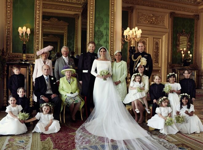 La familia real británica al completo con la madre de Meghan.