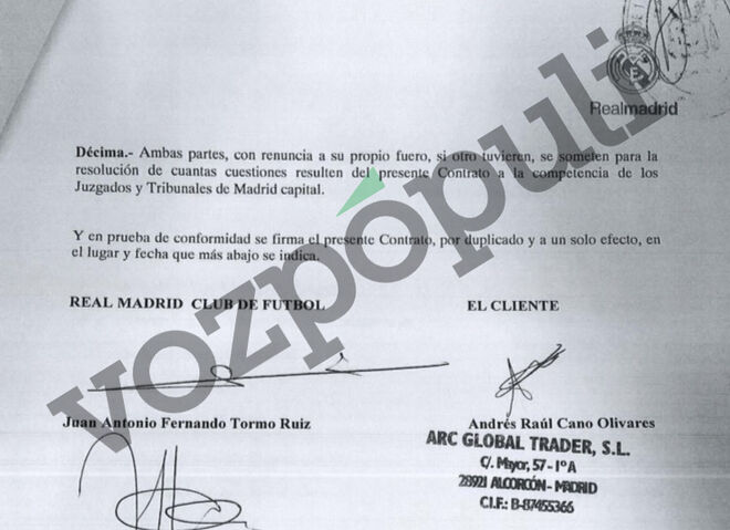 La firma del contrato entre ARC y el Real Madrid