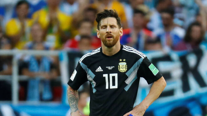 Messi, durante el partido de Argentina ante Islandia por el mundial 2018