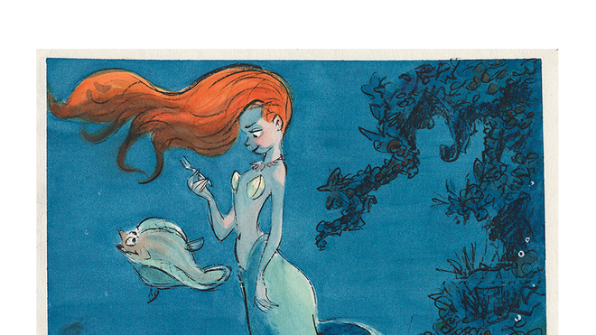 The Little Mermaid (La sirenita), 1989. Roger Allers. Esbozo. Lápiz de color sobre papel