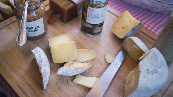 Tabla con distintas variedades de queso
