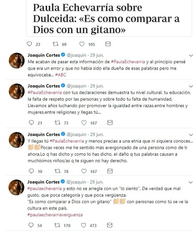Los mensajes de Joaquín Cortés contra Paula Echevarría.