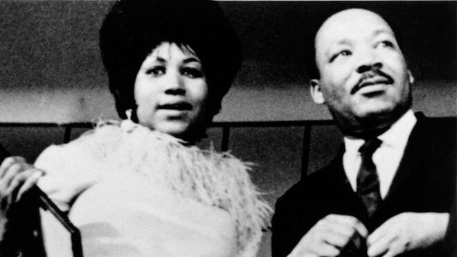 Aretha Franklin y Martin Luther King a finales de los 60