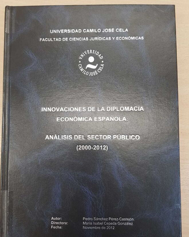 Portada de la tesis del presidente del Gobierno, Pedro Sánchez.