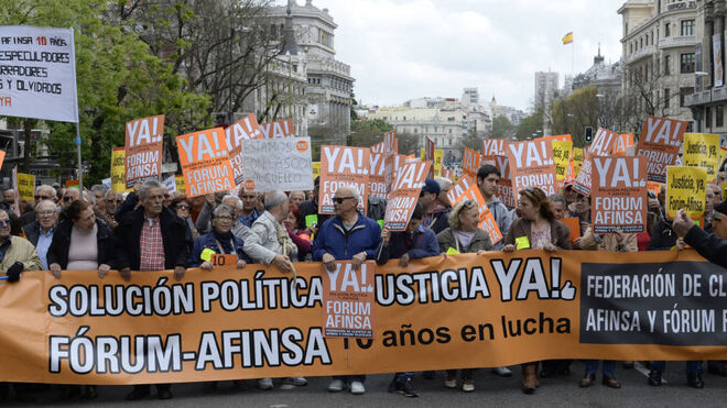 Manifestación de afectados de Fórum y Afinsa, en 2016.