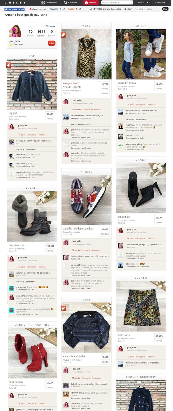 Las prendas y calzado que tiene a la venta Paula Echevarría en Internet.