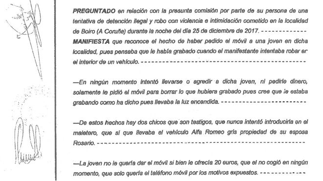 Acta de la declaración de José Enrique Abuín