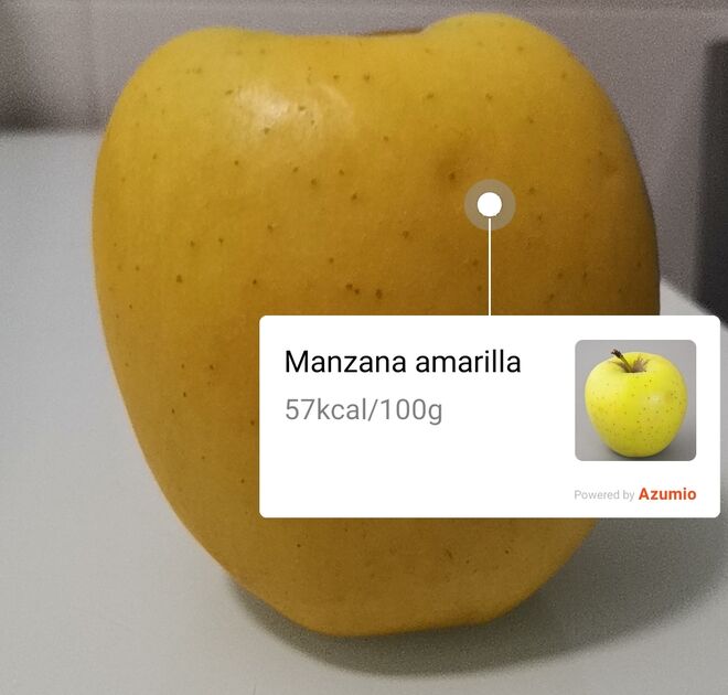 Medición del peso y las calorías de una manzana a través de una cámara 3D