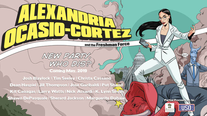 Alexandria Ocasio Cortez, imaginada como heroína de cómic