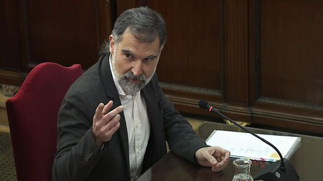 Jordi Cuixart durante su declaración en el juicio del 'procés'.