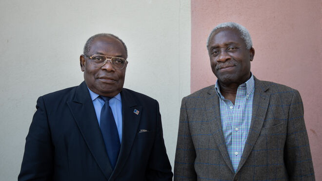 Severo Moto y Armengol Engonga, del Partido del Progreso de Guinea Ecuatorial, en entrevista con Vozpópuli