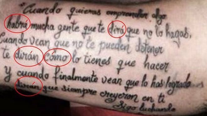 El pole´mico tatuaje de Kiko Rivera, con su répoker de faltas de ortografía