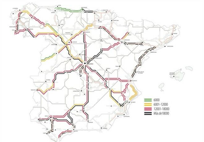 Carreteras con más tráfico en la Operación Salida (17 y 18 de abril).