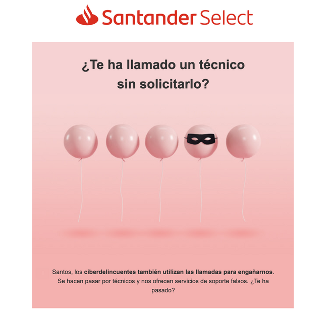 Imagen que acompaña el correo que Santander está enviando a sus clientes