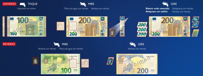 Nuevos billetes 100 y 200 euros