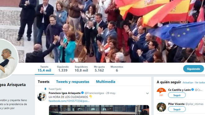Perfil de Twitter de Francisco Igea.