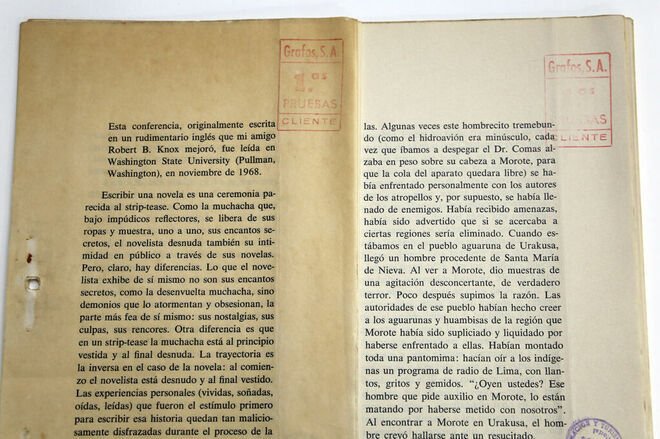 Manuscrito de Historia de una novela, de Vargas Llosa.