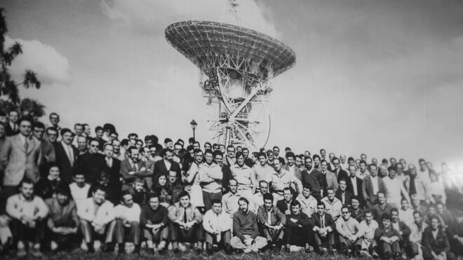 Trabajadores durante las misiones Apollo en Fresnedillas de la Oliva.
