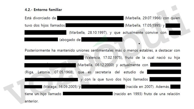 El documento contiene datos íntimos del investigado