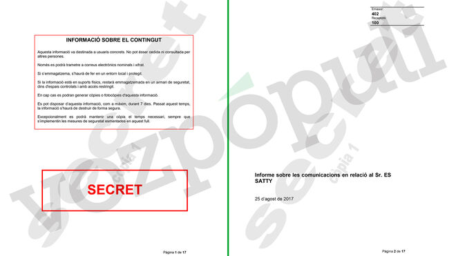 Las dos primera páginas del documento declarado secreto