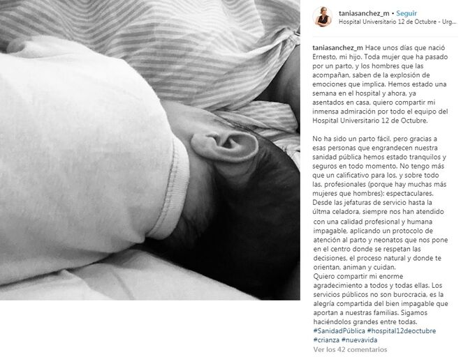 Tania Sánchez ha publicado una foto de su hijo Ernesto en las redes sociales.