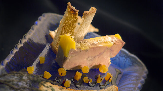 Terrina casera de foie gras con chutney de mango.  Hotel Convento Aracena & Spa